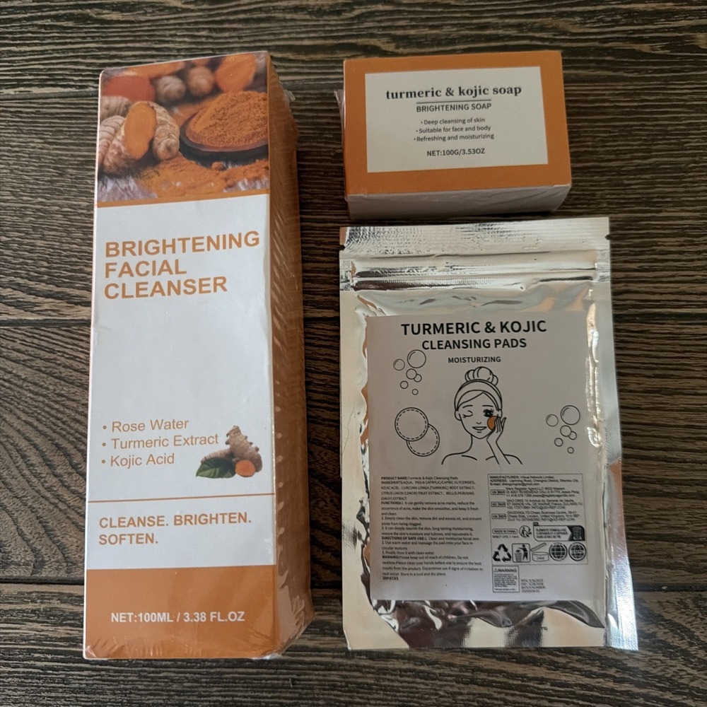 Turmeric Kojic Acid Rose Water Brightening Facial Cleanser 3 pieces‎
